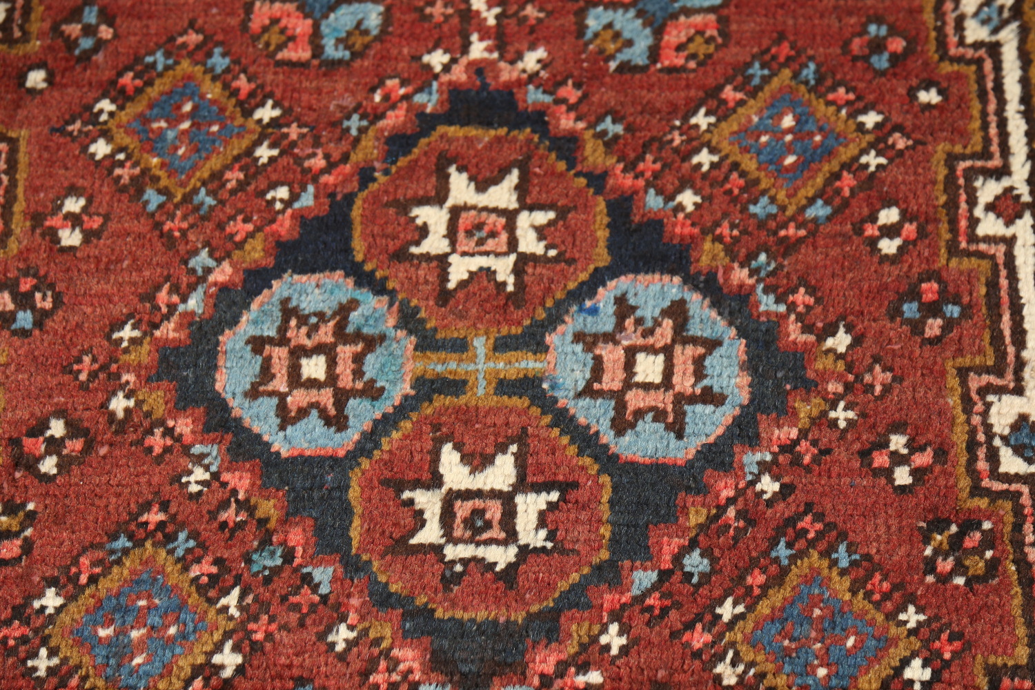 Pre-1900 Vegetable Dye Heriz Serapi Persian Runner Rug 2x11