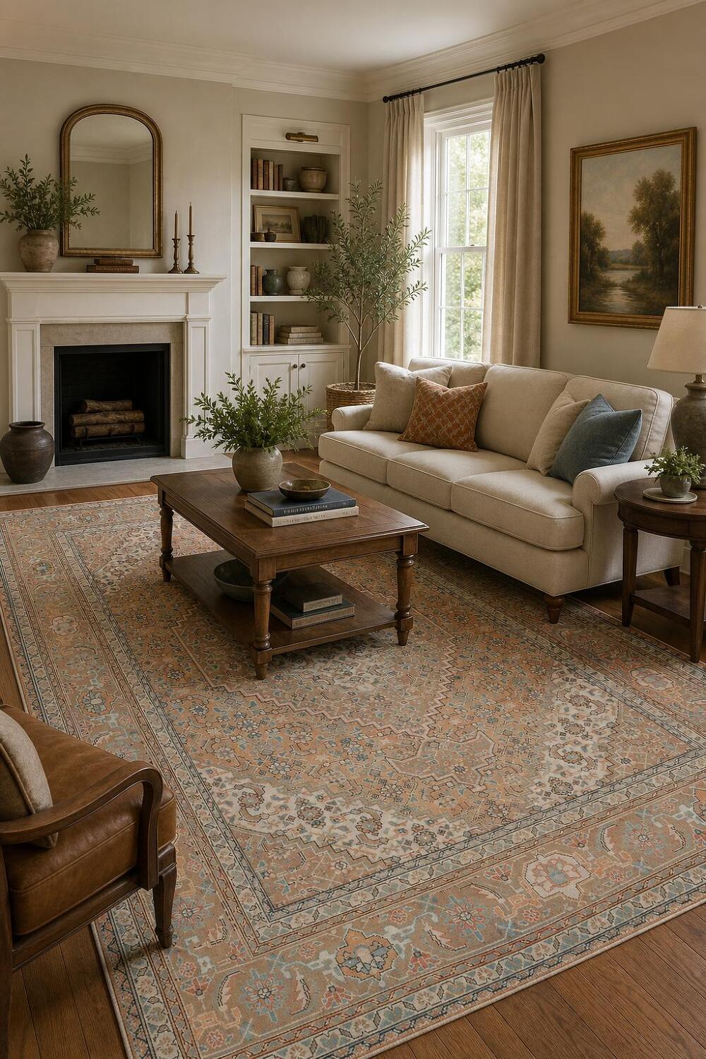 Orange Wool Tabriz Persian Area Rug 6x9