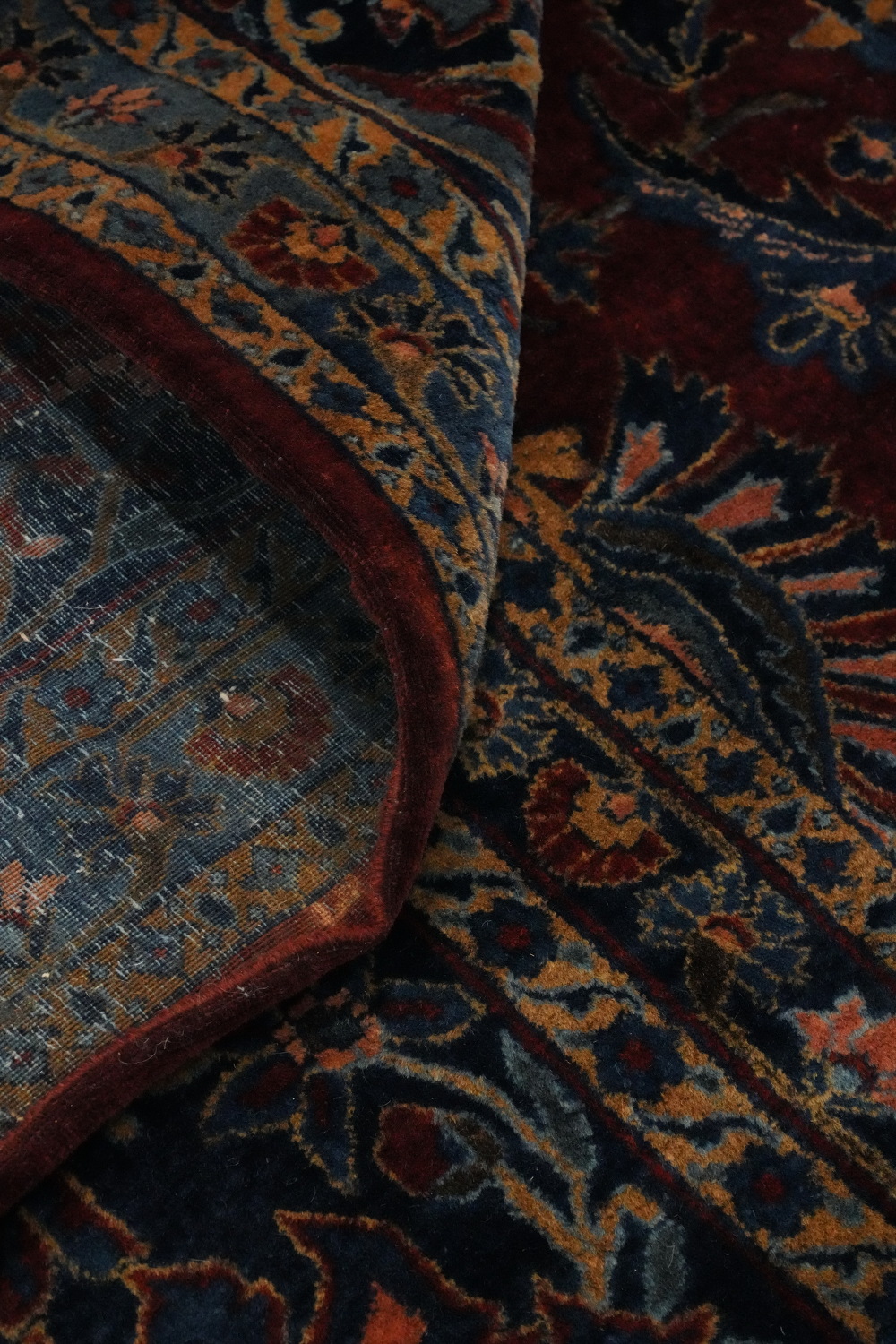 Antique Vegetable Dye Kashan Persian Large Rug 12x23