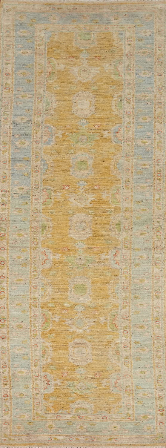 Vegetable Dye Oushak Turkish Runner Rug 3x12