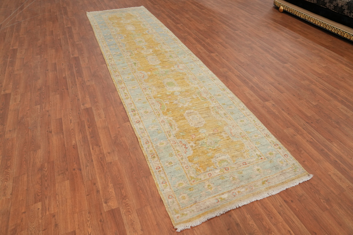 Vegetable Dye Oushak Turkish Runner Rug 3x12