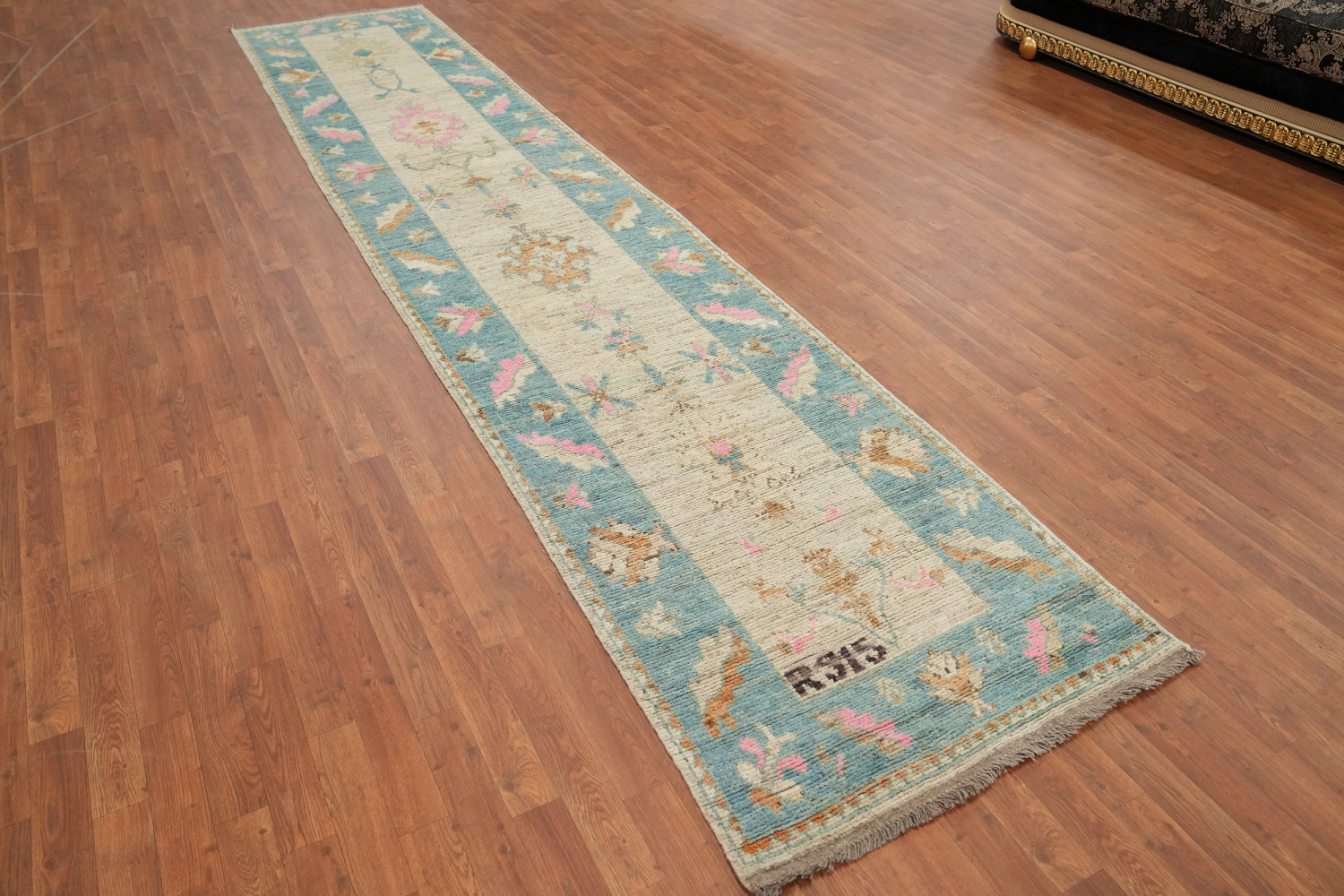 Vegetable Dye Oushak Turkish Runner Rug 3x16