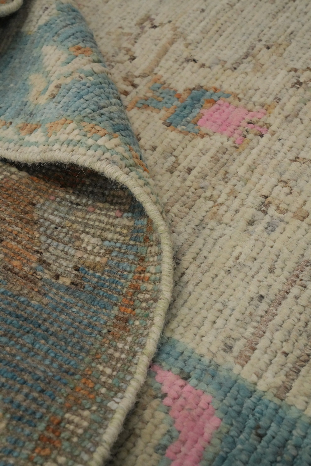 Vegetable Dye Oushak Turkish Runner Rug 3x16