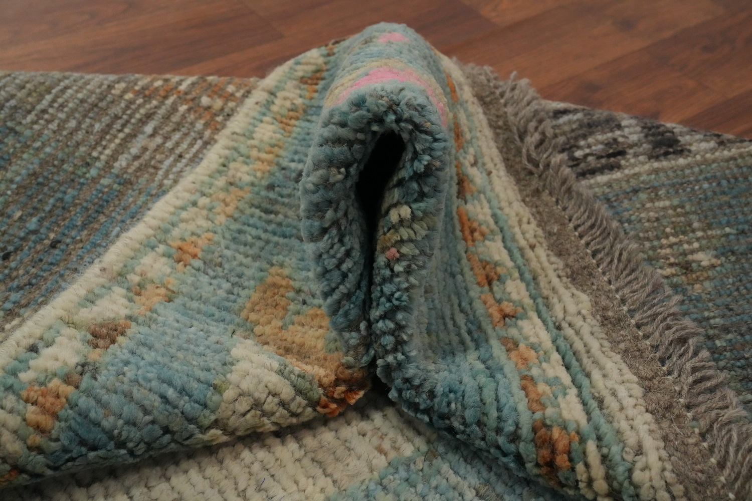 Vegetable Dye Oushak Turkish Runner Rug 3x16