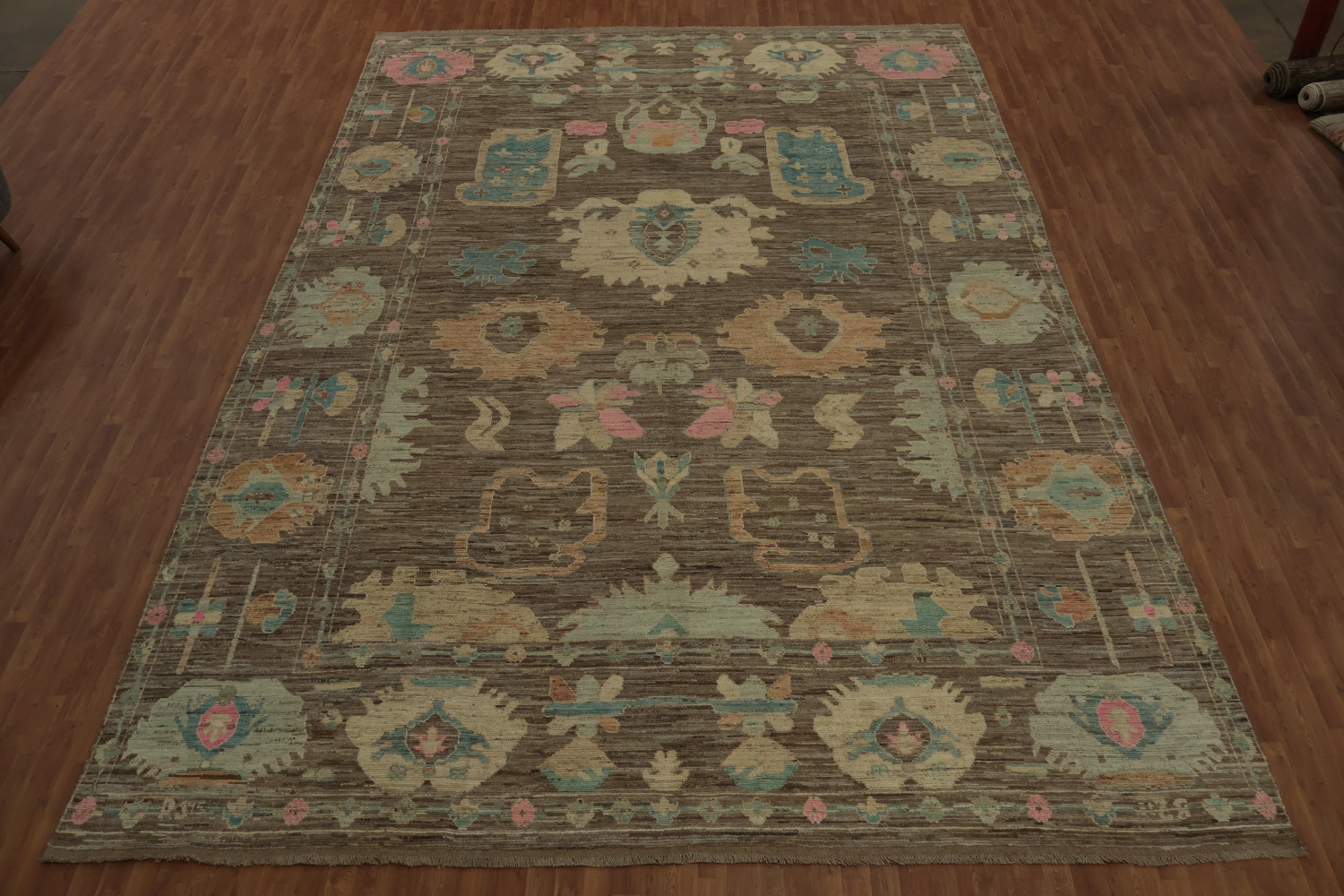 Classic Oushak Vegetable Dye Large Rug 12x18 with Rich Textured Details