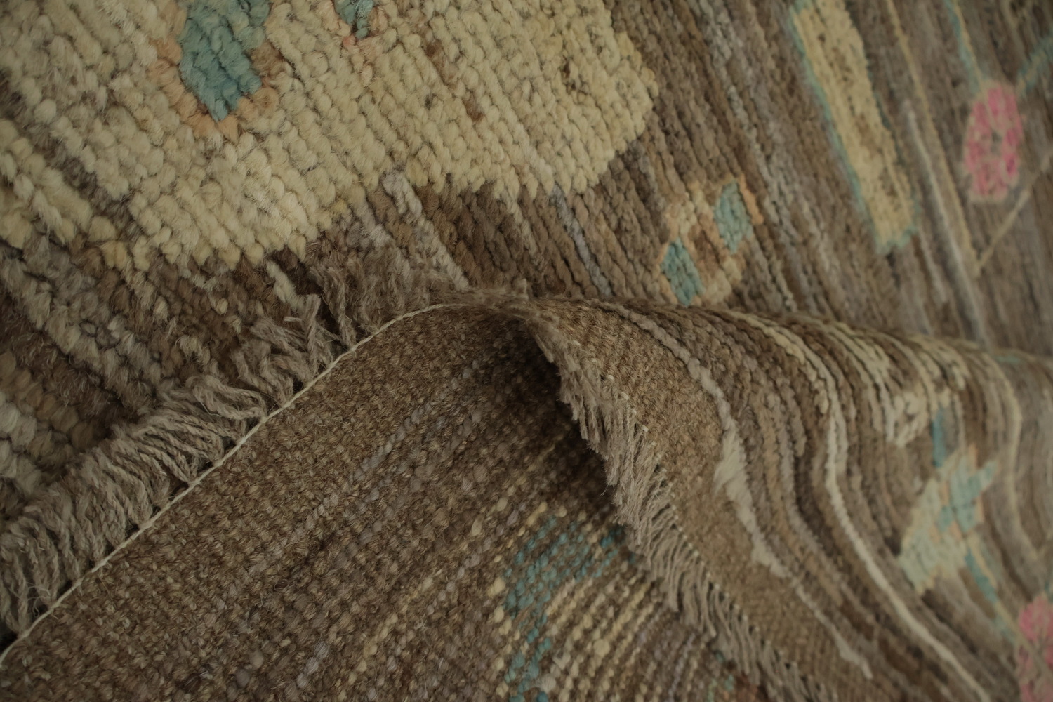 Classic Oushak Vegetable Dye Large Rug 12x18 with Rich Textured Details