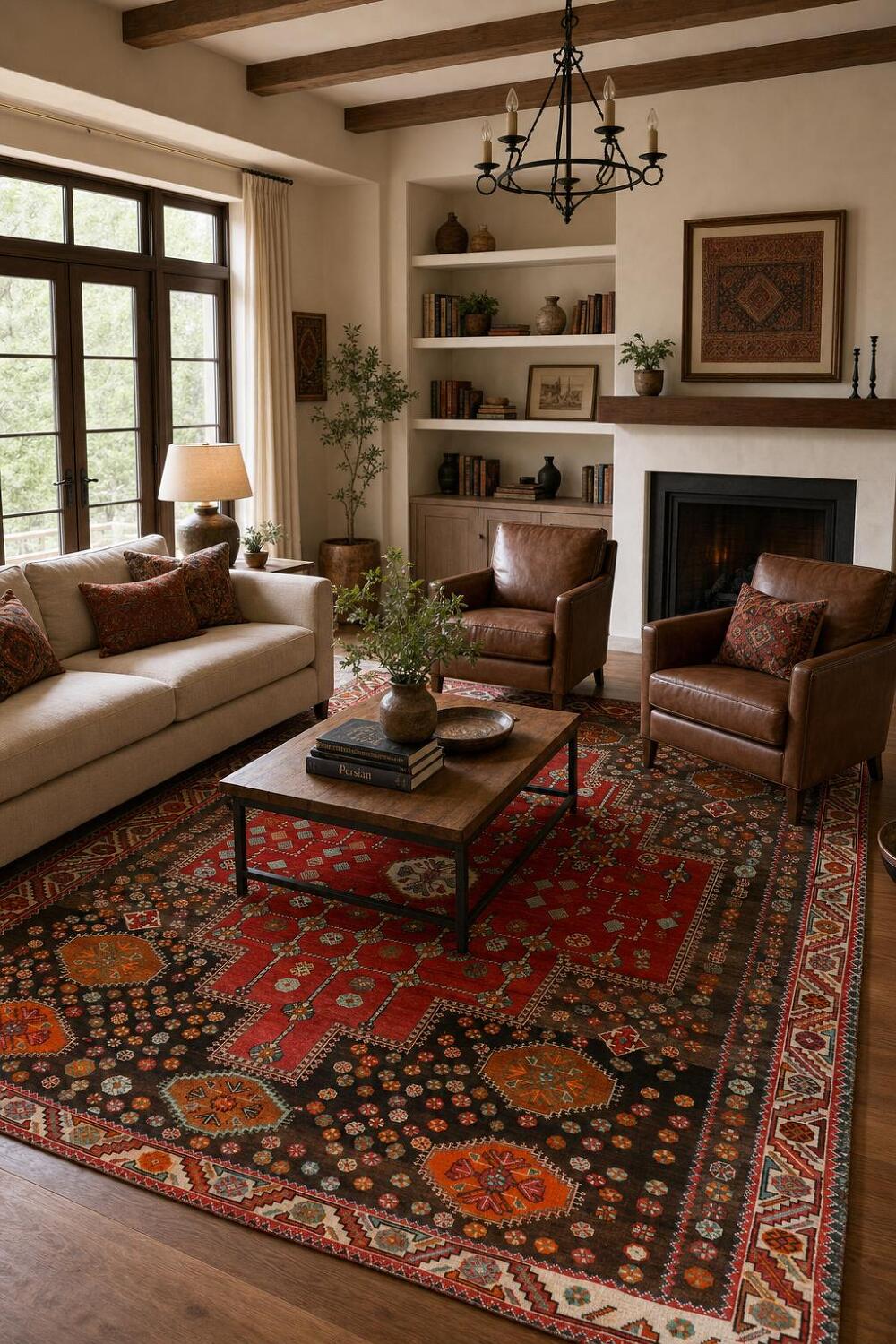 Vintage Geometric Shiraz Persian Area Rug 6x10