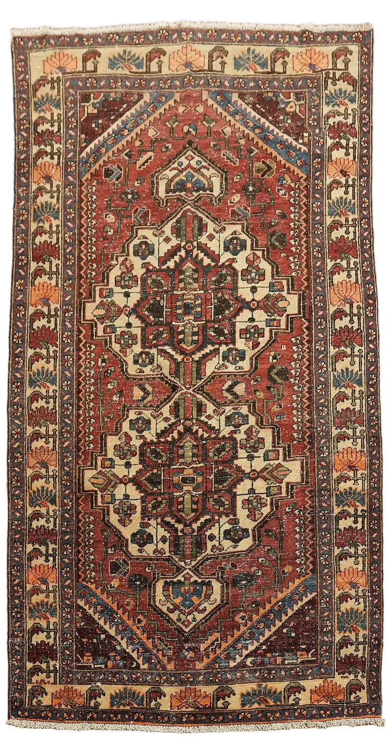 Vintage Tribal Bakhtiari Persian Rug with Dynamic Patterns and Rustic Appeal 5x10 ft