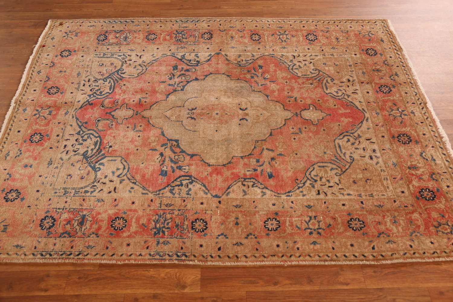 Antique Wool Tabriz Persian Rug 5x6