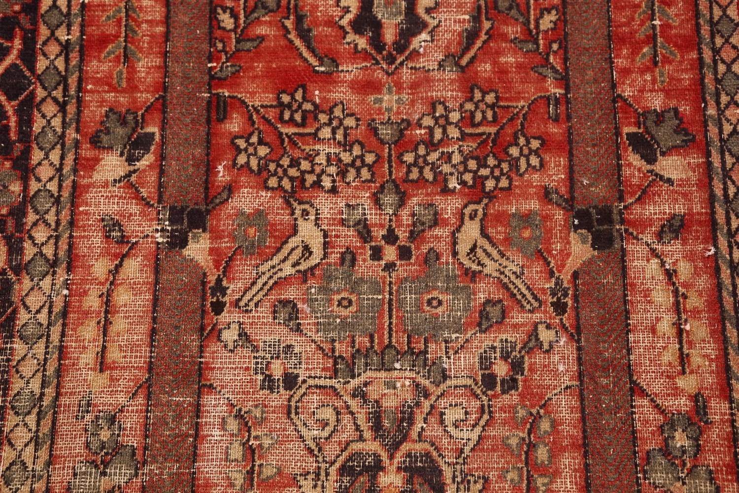 Animals Wool Antique Kashan Persian Rug 4x6