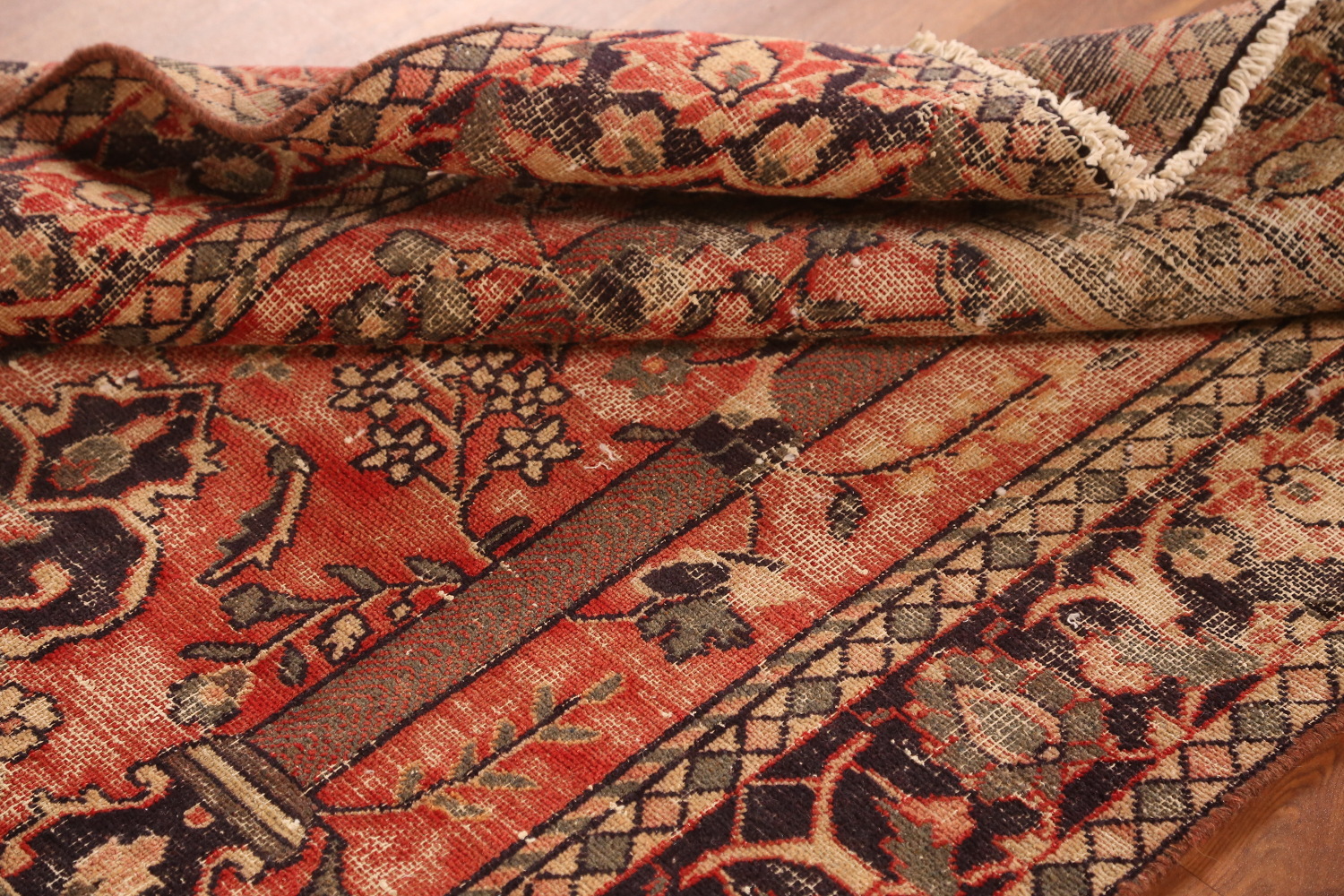 Animals Wool Antique Kashan Persian Rug 4x6