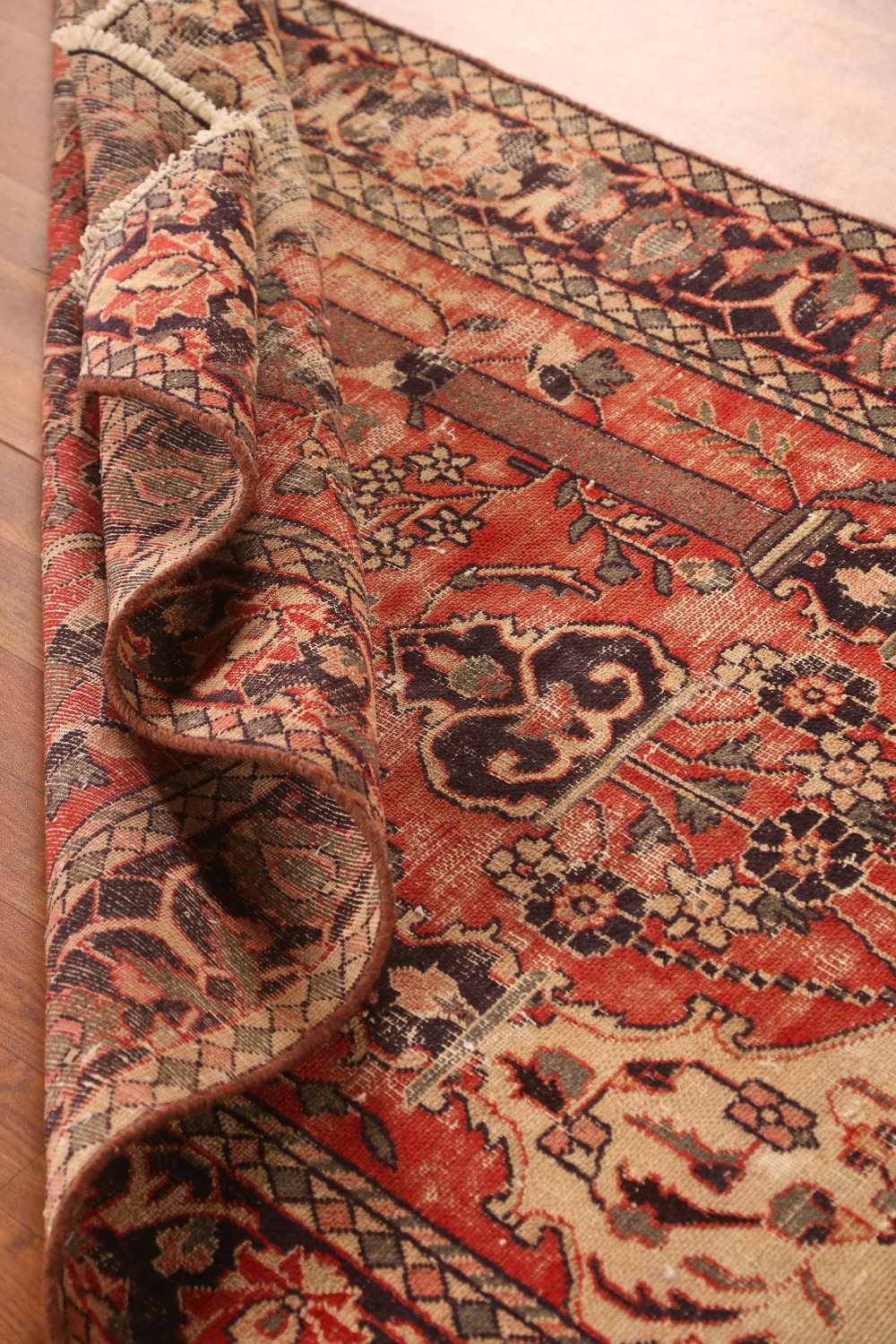 Animals Wool Antique Kashan Persian Rug 4x6