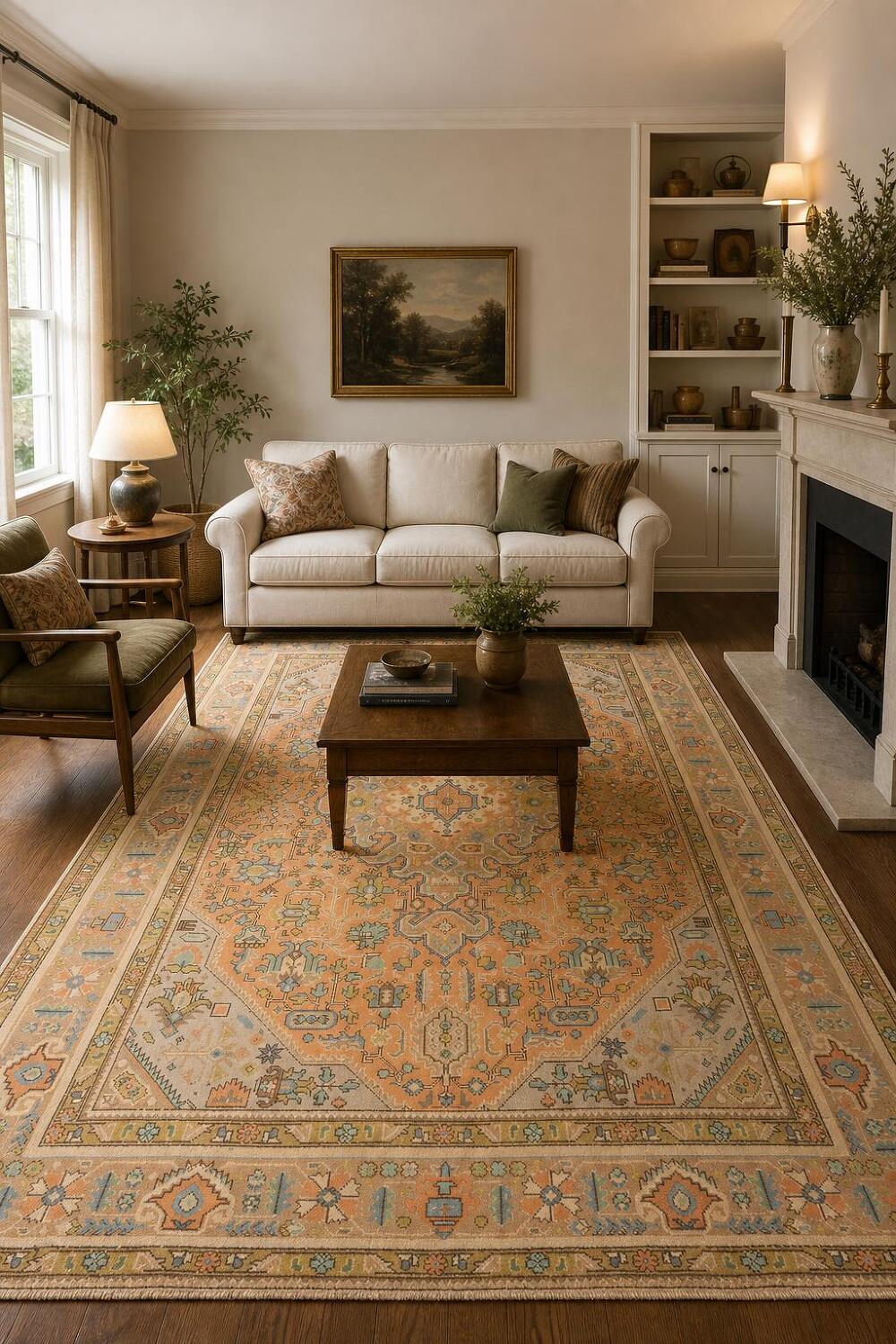 Geometric Wool Tabriz Persian Area Rug 6x10