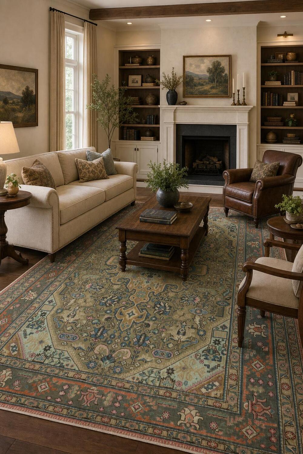 Handmade Green Tabriz Persian Area Rug 6x10
