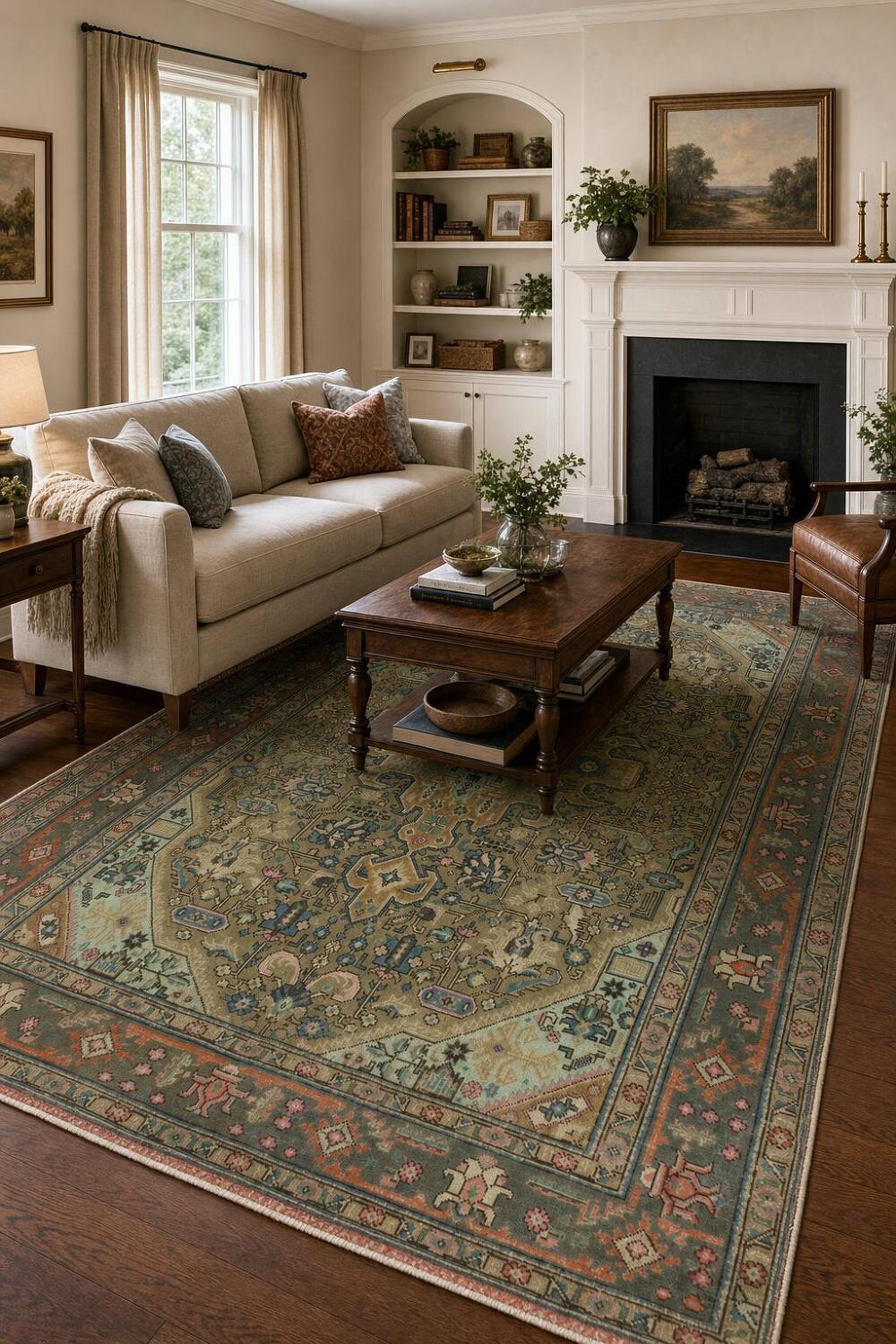 Handmade Green Tabriz Persian Area Rug 6x10