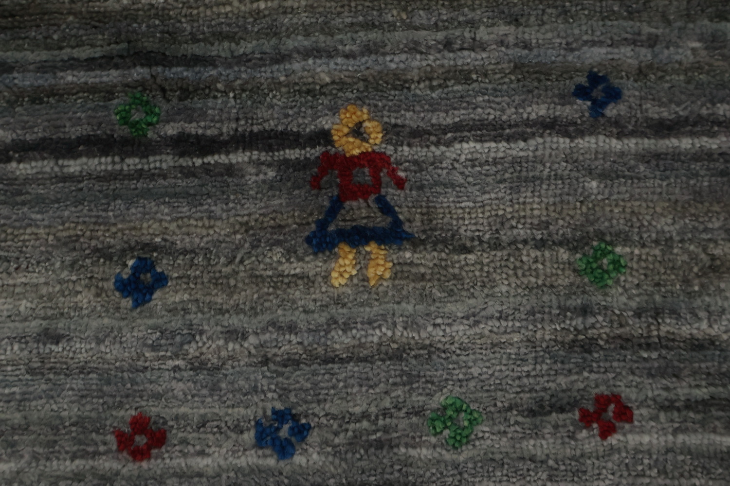 Square Gabbeh Area Rug 10x10 with Artistic Corner Embellishments
