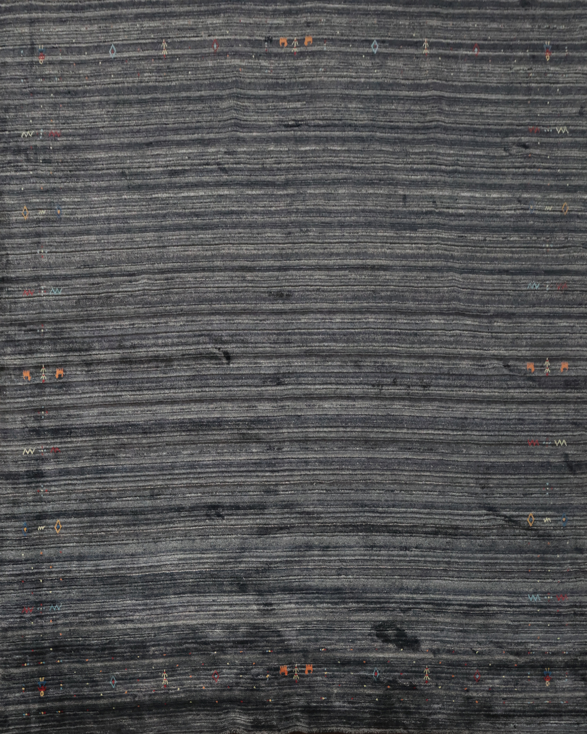 Minimalist Gabbeh Aquare Area Rug 10x10 with Hints of Color Patterns