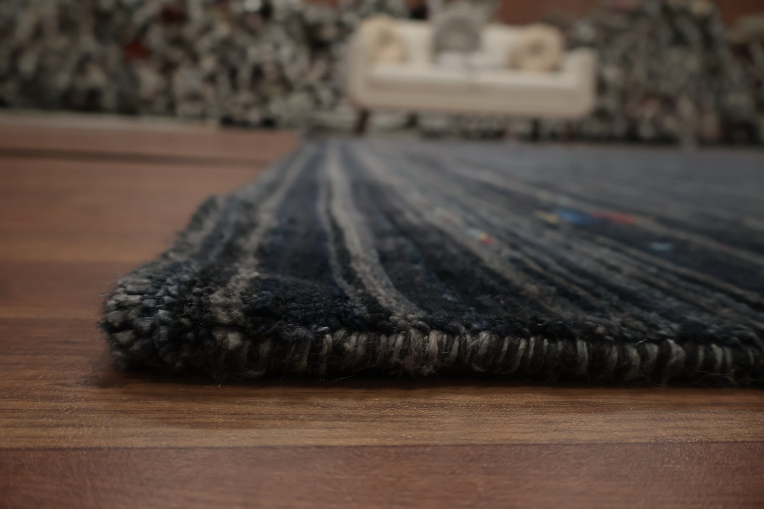 Minimalist Gabbeh Aquare Area Rug 10x10 with Hints of Color Patterns