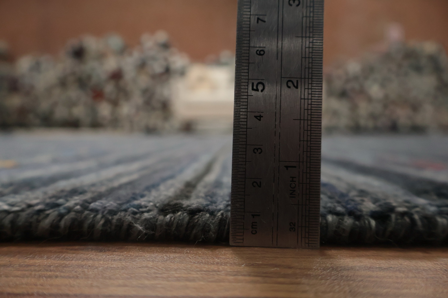 Minimalist Gabbeh Aquare Area Rug 10x10 with Hints of Color Patterns