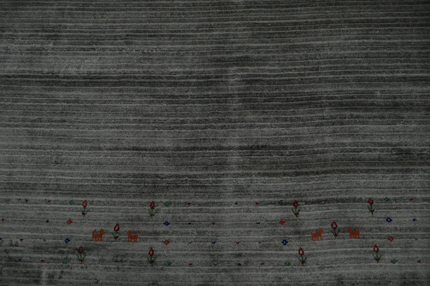 Premium Gabbeh Area Rug 8x12 in Sleek Silver Tone with Patterns