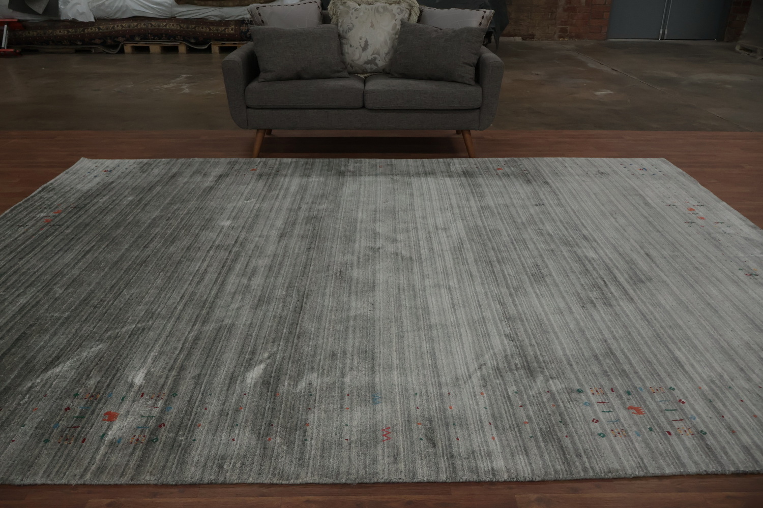 Elegant Gabbeh Area Rug 9x12 with Subtle Tribal Border Accents