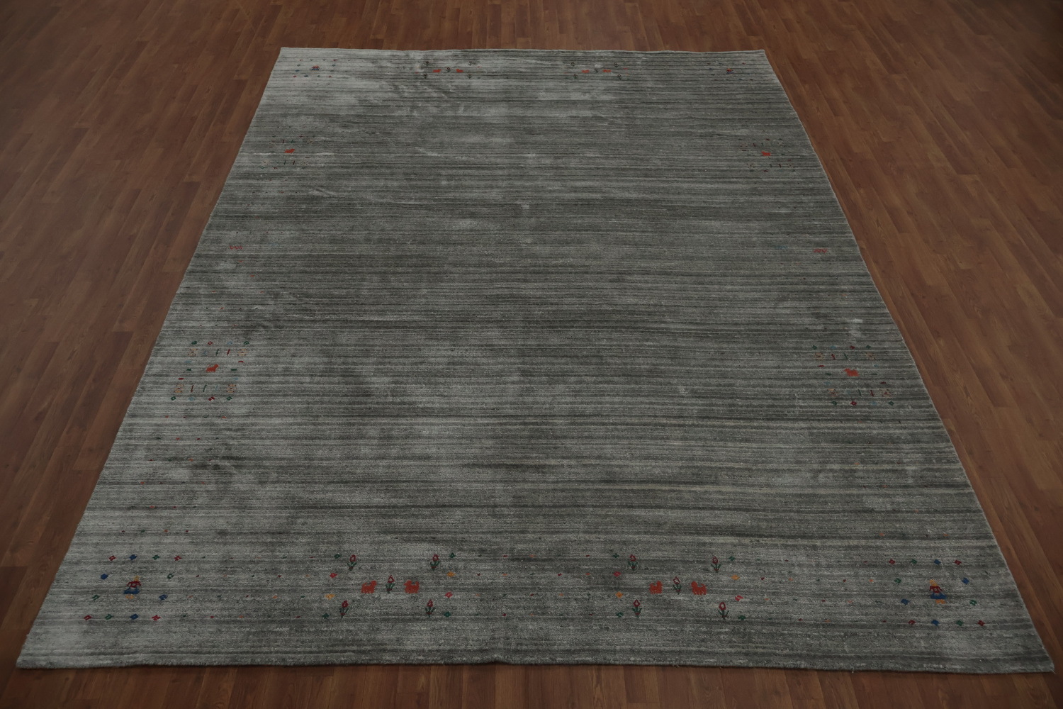 Elegant Gabbeh Area Rug 9x12 with Subtle Tribal Border Accents