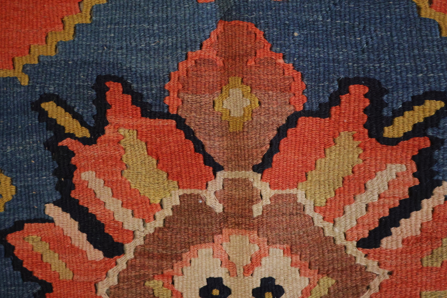 Old Vegetable Dye Kilim Senneh Persian Runner Rug 6x14