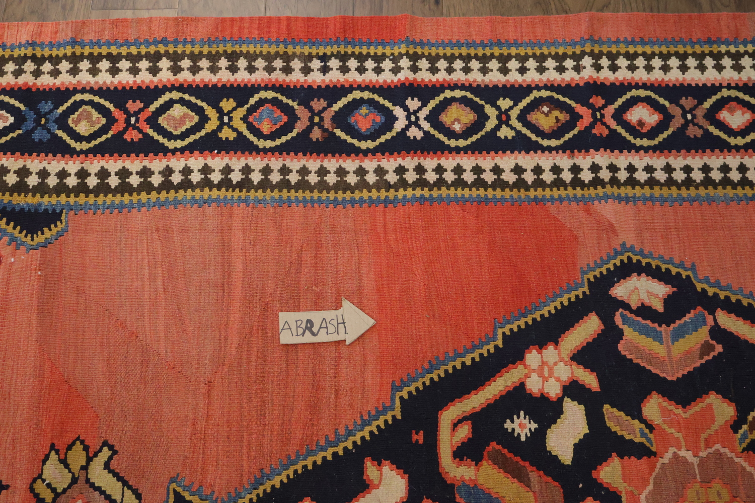 Old Vegetable Dye Kilim Senneh Persian Runner Rug 6x14
