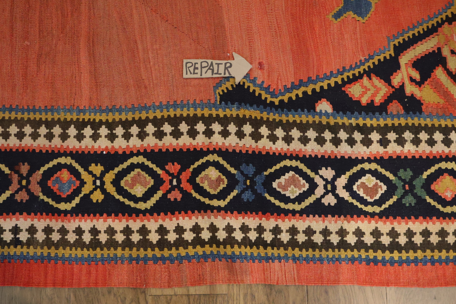 Old Vegetable Dye Kilim Senneh Persian Runner Rug 6x14