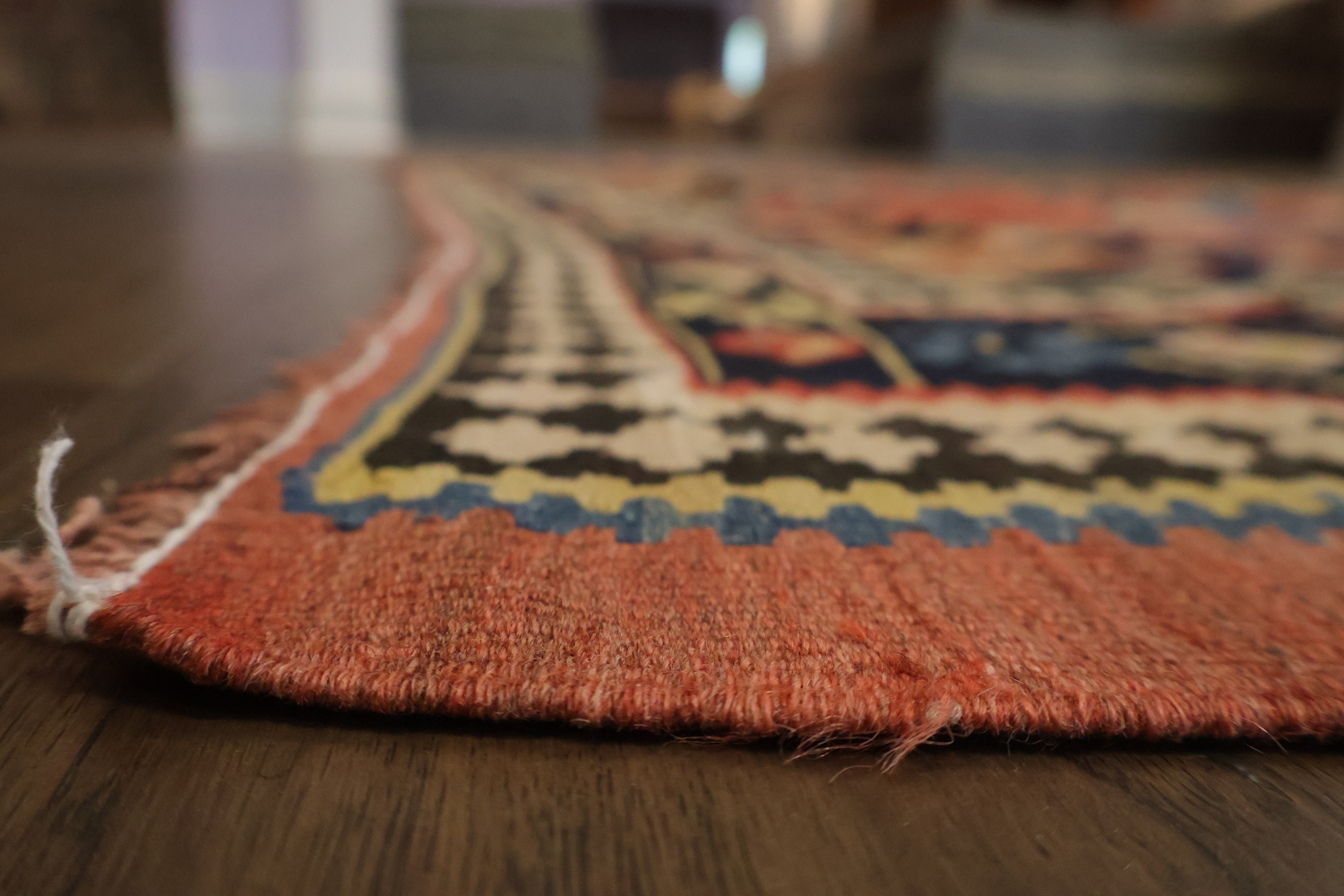 Old Vegetable Dye Kilim Senneh Persian Runner Rug 6x14