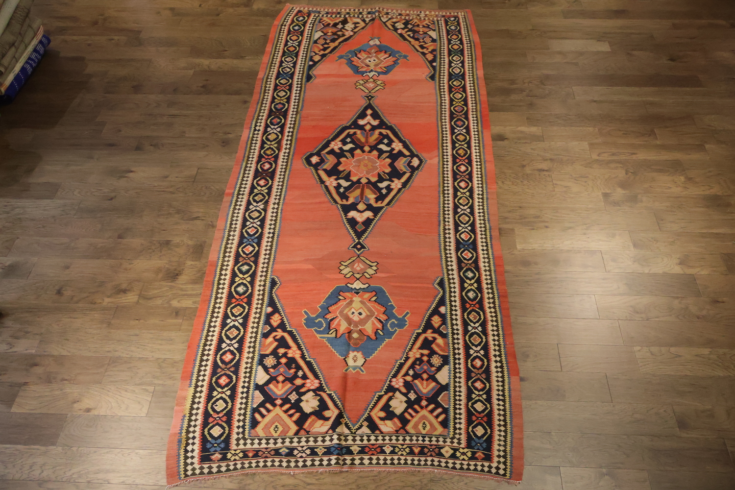 Old Vegetable Dye Kilim Senneh Persian Runner Rug 6x14