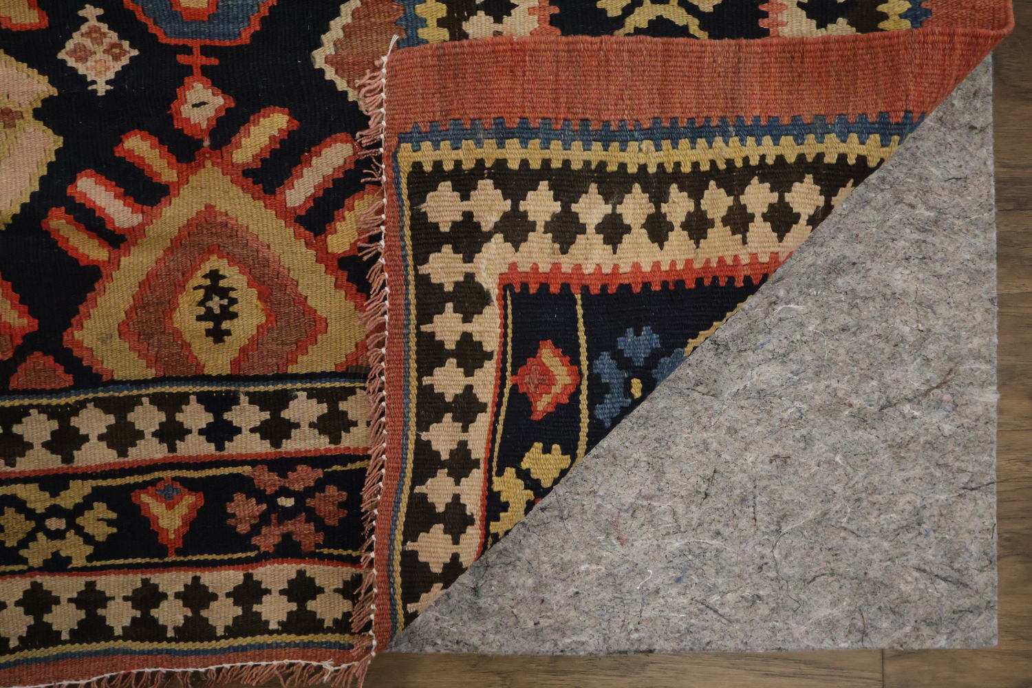 Old Vegetable Dye Kilim Senneh Persian Runner Rug 6x14