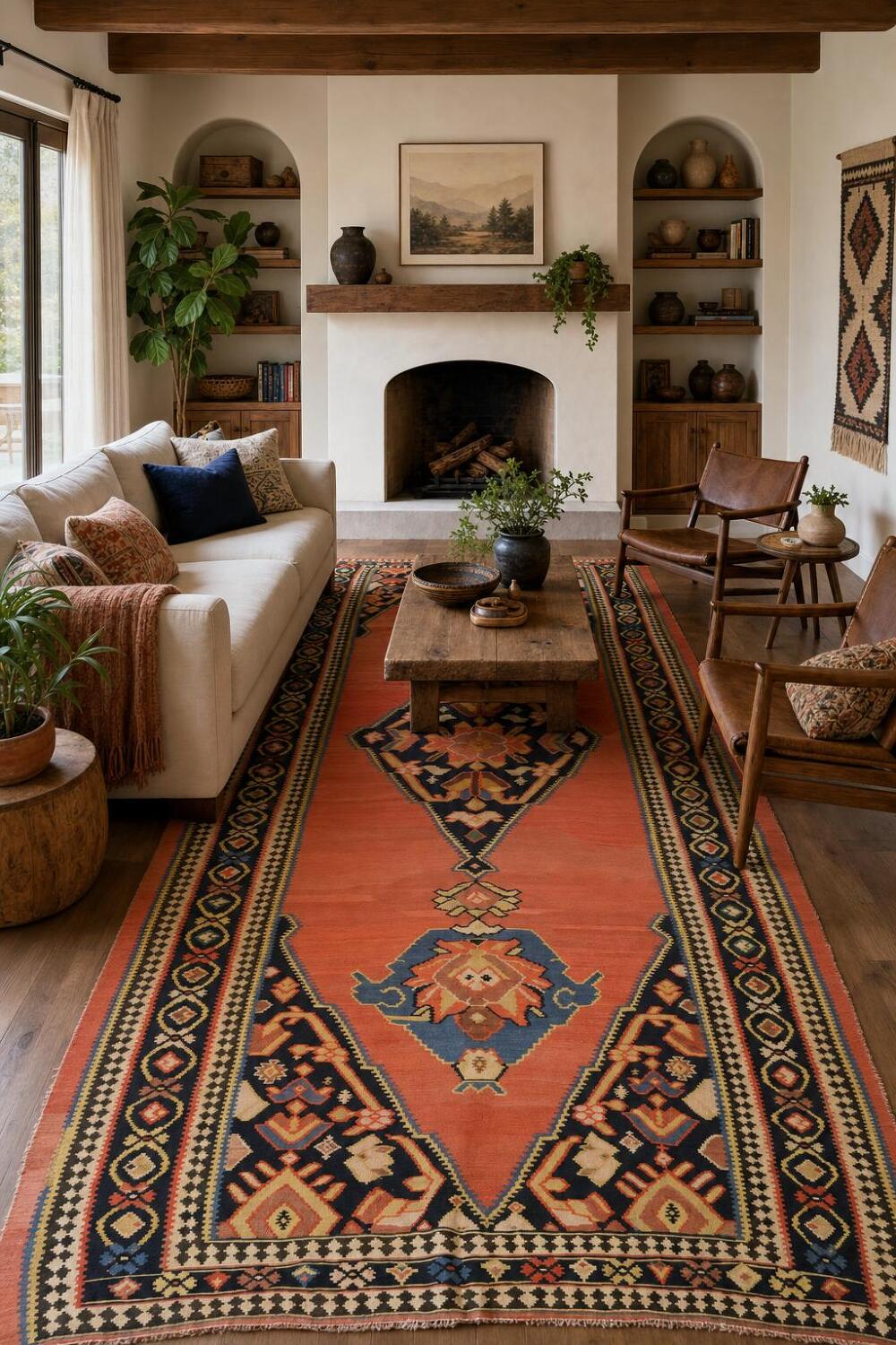 Old Vegetable Dye Kilim Senneh Persian Runner Rug 6x14