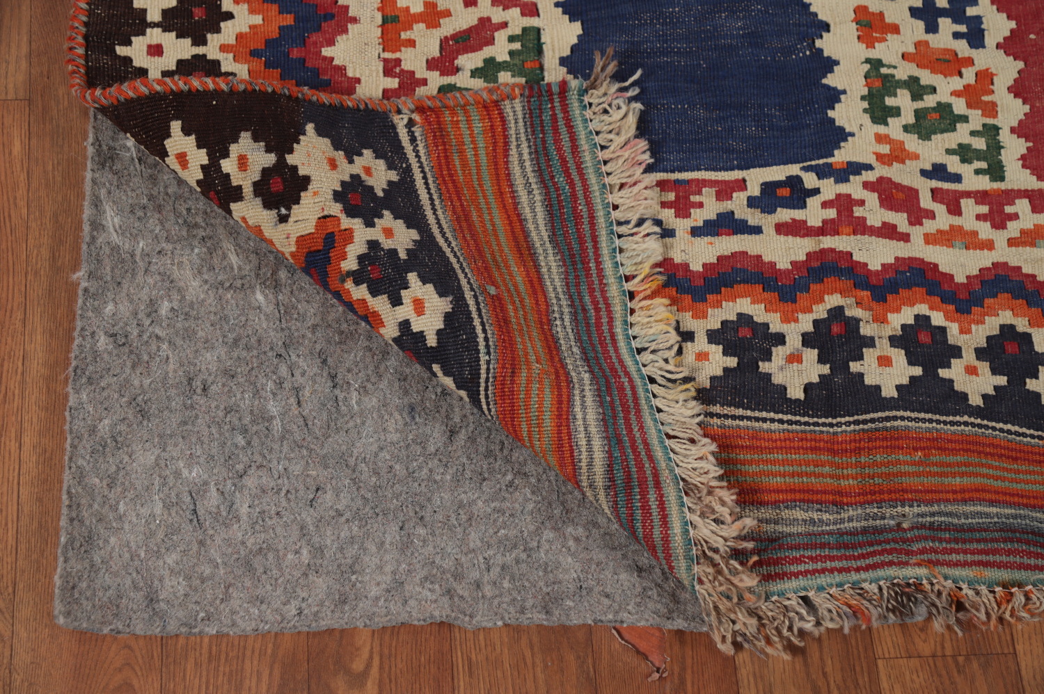 Antique Vegetable Dye Kilim Qashqai Persian Area Rug 5x9