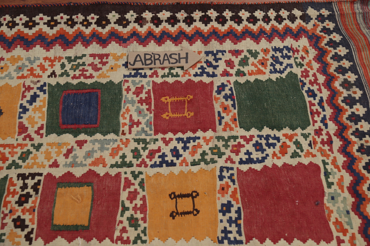 Antique Vegetable Dye Kilim Qashqai Persian Area Rug 5x9