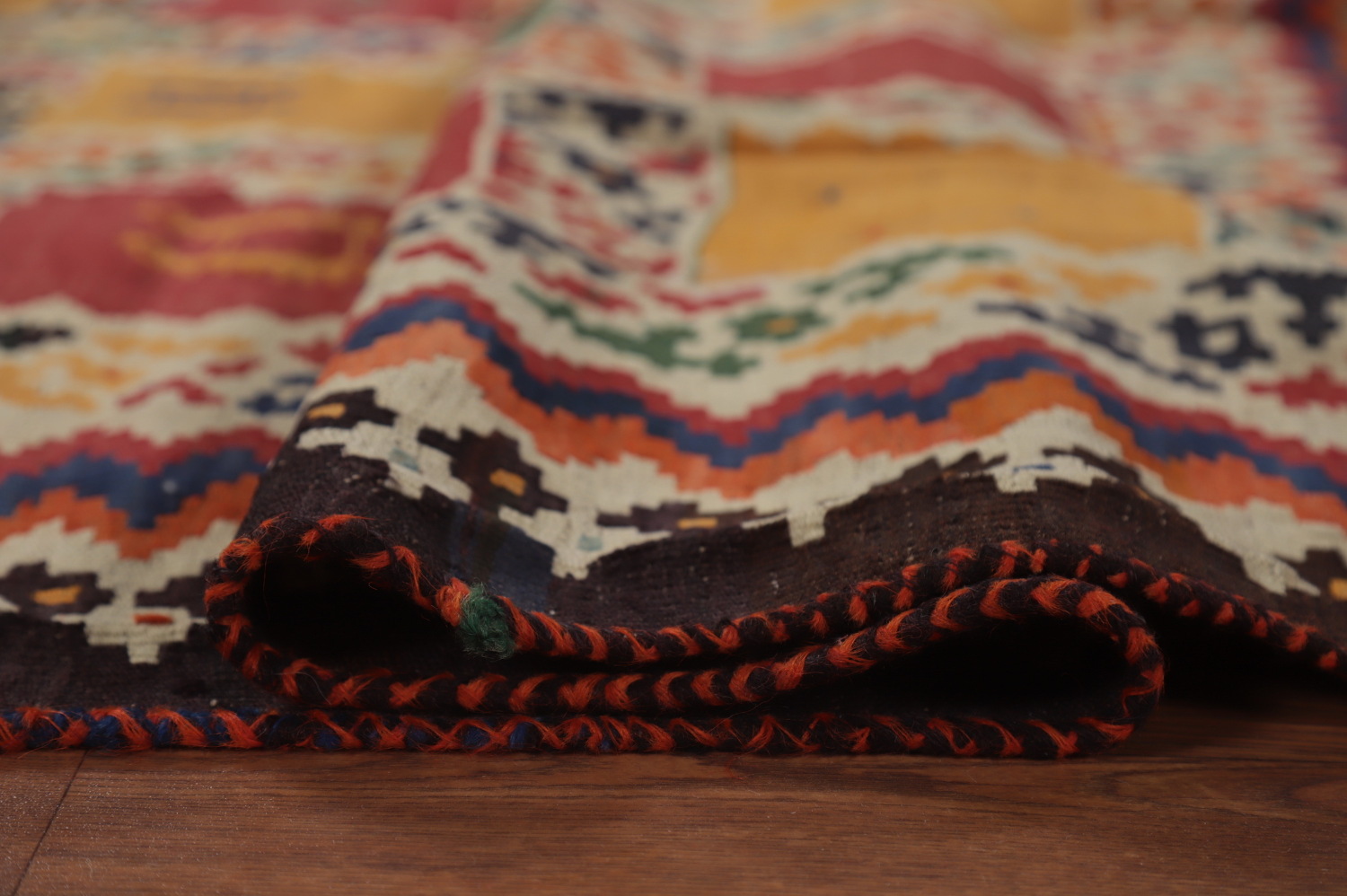 Antique Vegetable Dye Kilim Qashqai Persian Area Rug 5x9