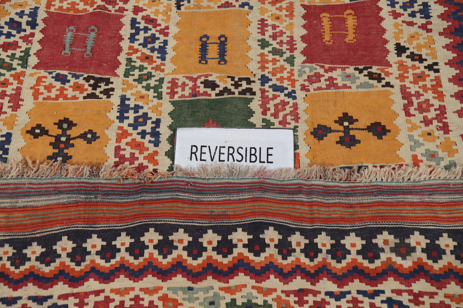 Antique Vegetable Dye Kilim Qashqai Persian Area Rug 5x9