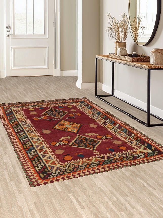 Vegetable Dye Kilim Qashqai Persian Area Rug 5x8