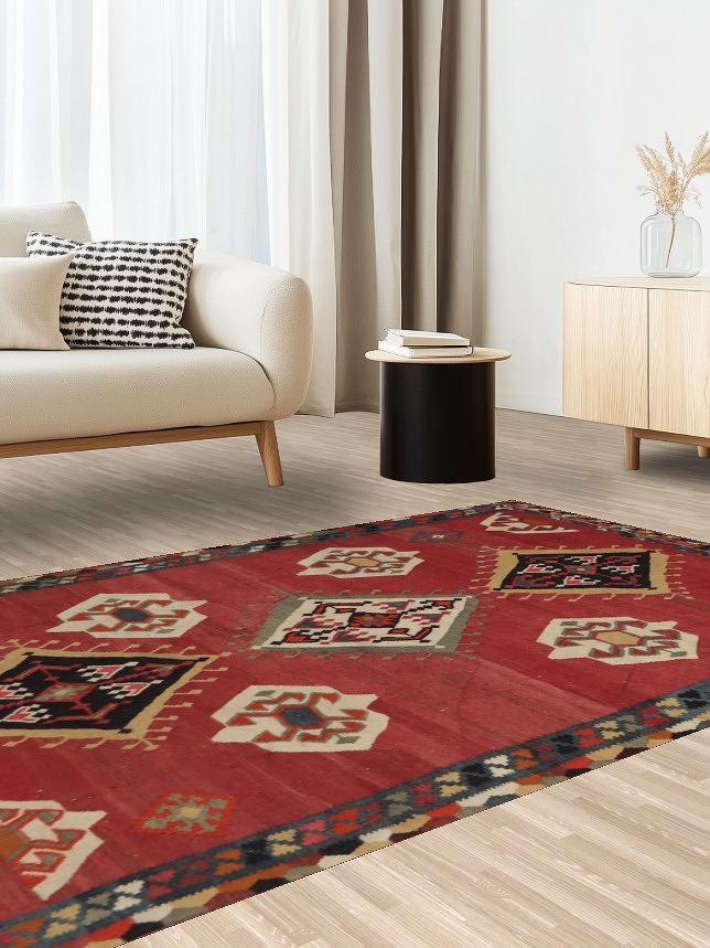Vegetable Dye Kilim Qashqai Persian Area Rug 5x8