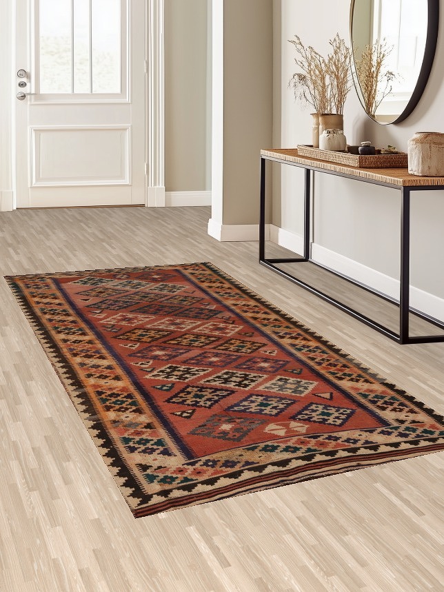 Vegetable Dye Kilim Qashqai Persian Area Rug 5x9