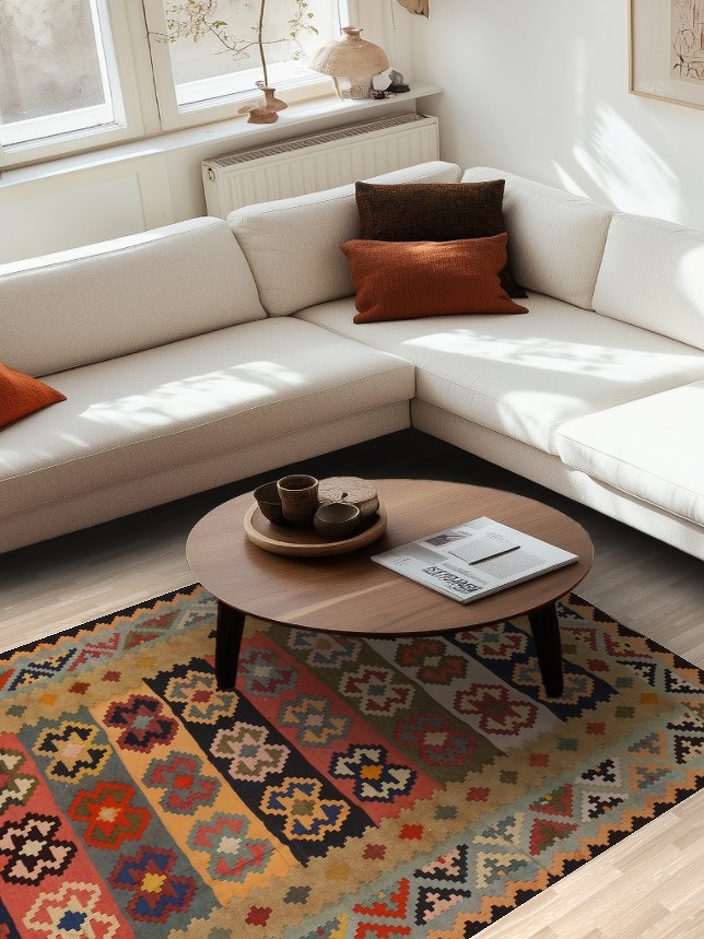 Vegetable Dye Kilim Qashqai Persian Area Rug 5x8