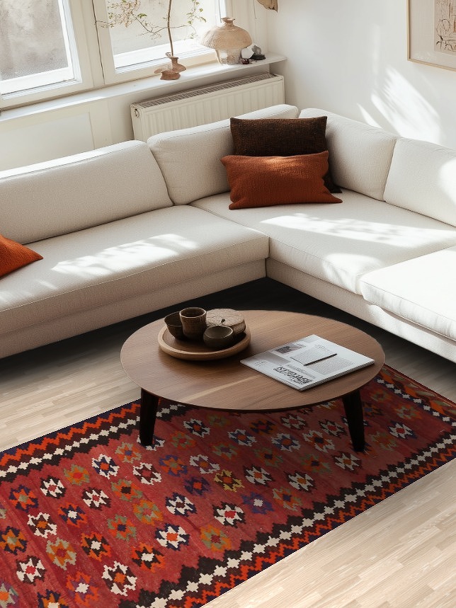 Vegetable Dye Kilim Qashqai Persian Runner Rug 4x9