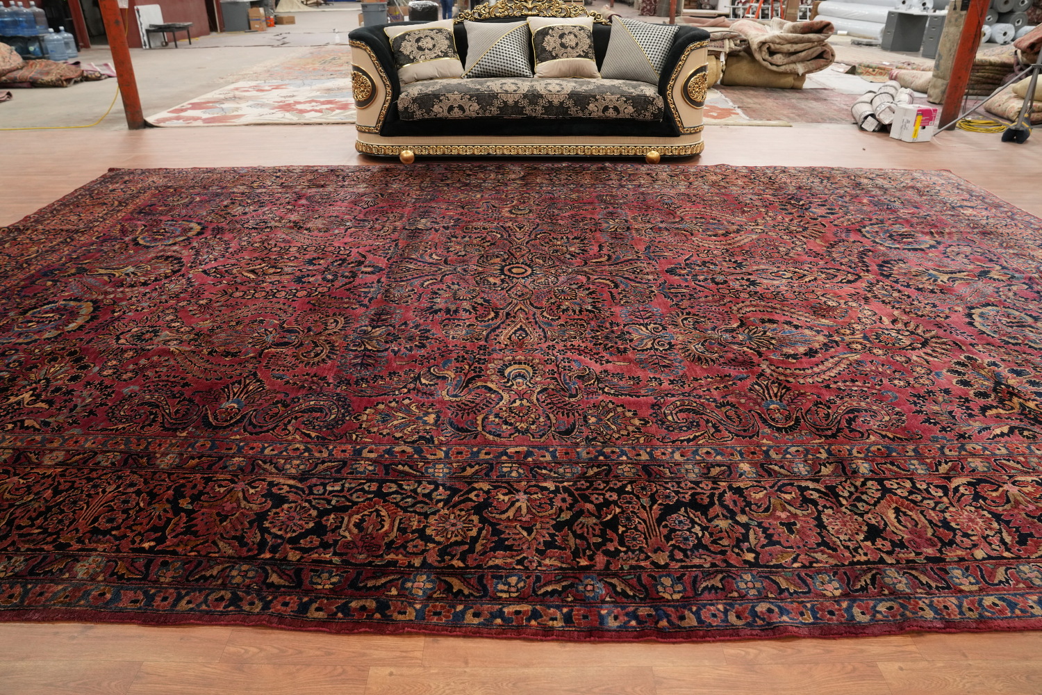 Vegetable Dye Antique Sarouk Persian Large Rug 13x19