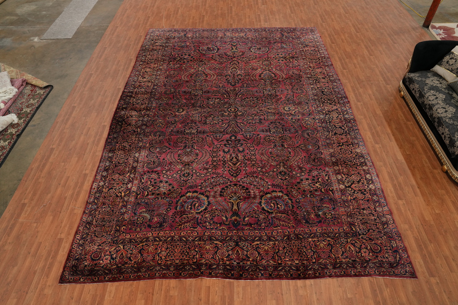 Vegetable Dye Antique Sarouk Persian Large Rug 13x19