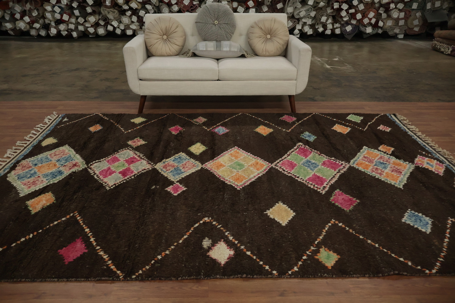 Bohemian Charm Geometric Diamond Moroccan Area Rug 7x10