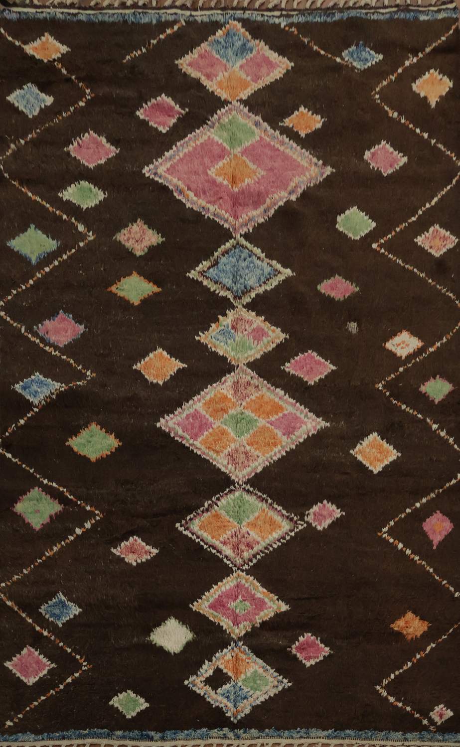 Dark Brown Moroccan Area Rug 7x10 with Bold Geometric Colors