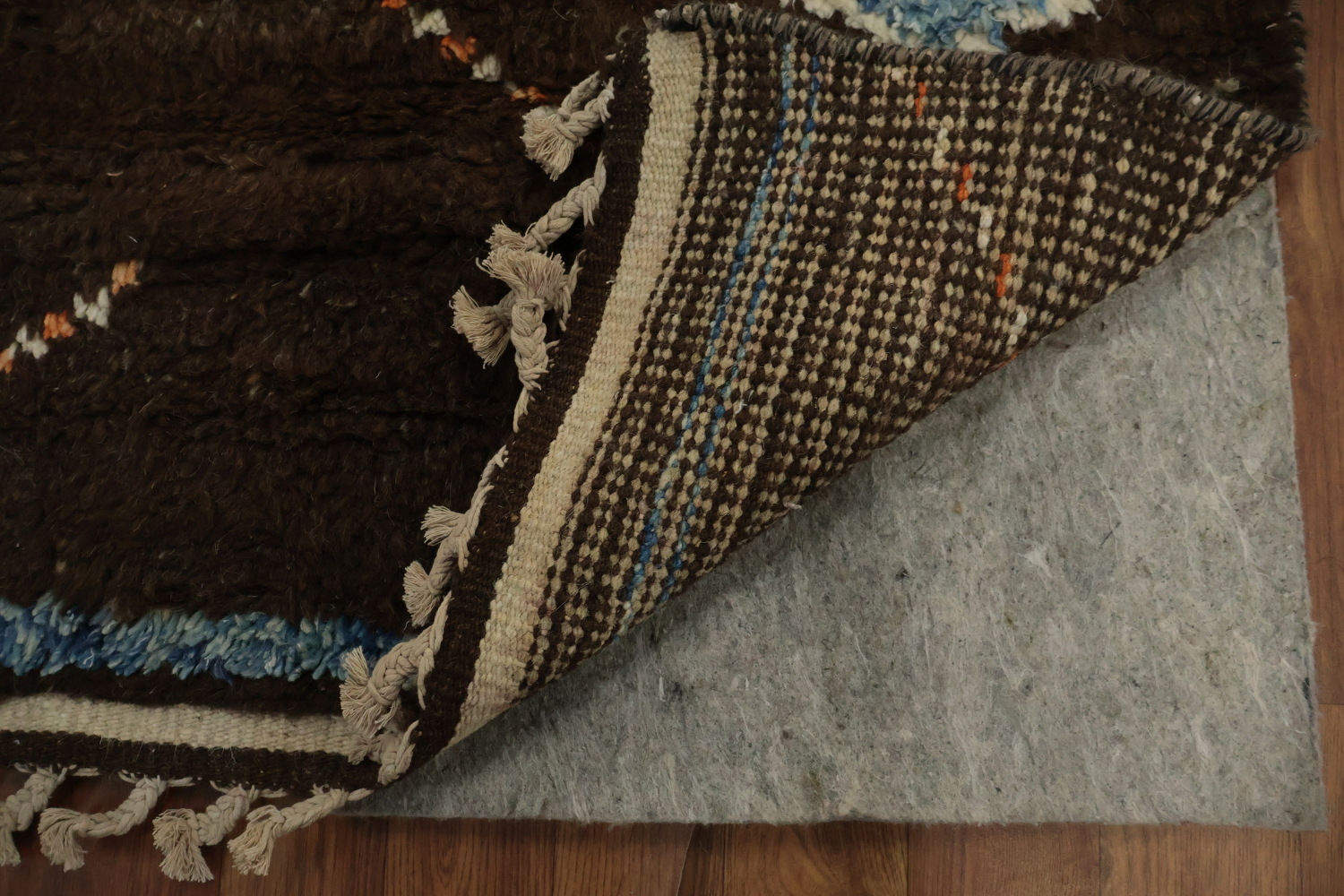 Dark Brown Moroccan Area Rug 7x10 with Bold Geometric Colors