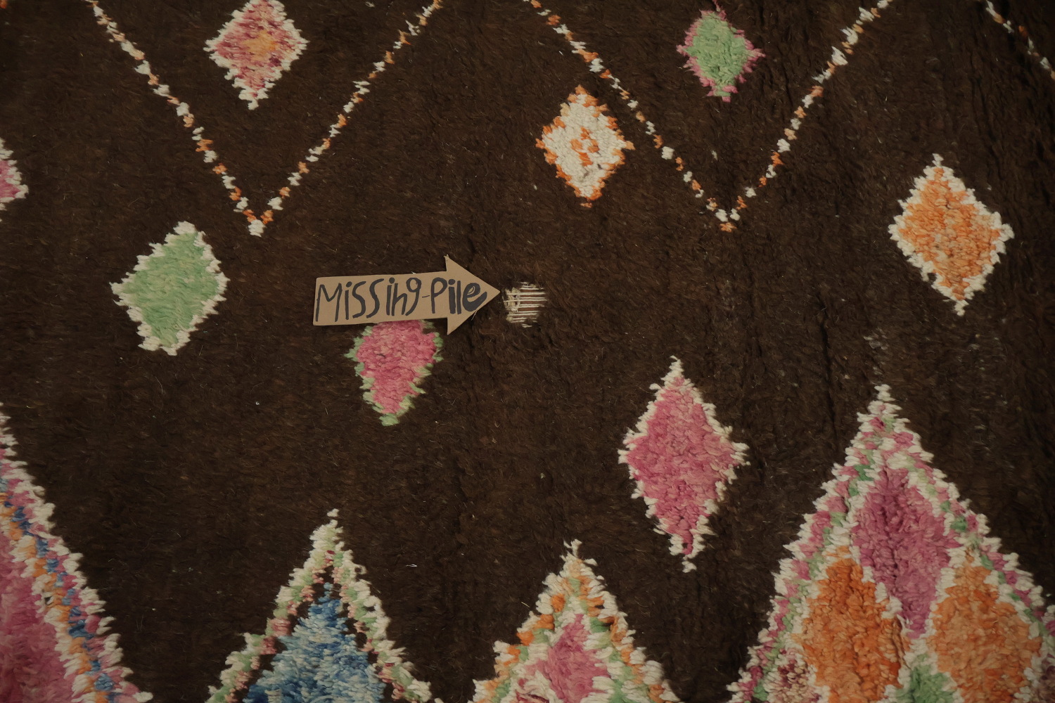 Dark Brown Moroccan Area Rug 7x10 with Bold Geometric Colors