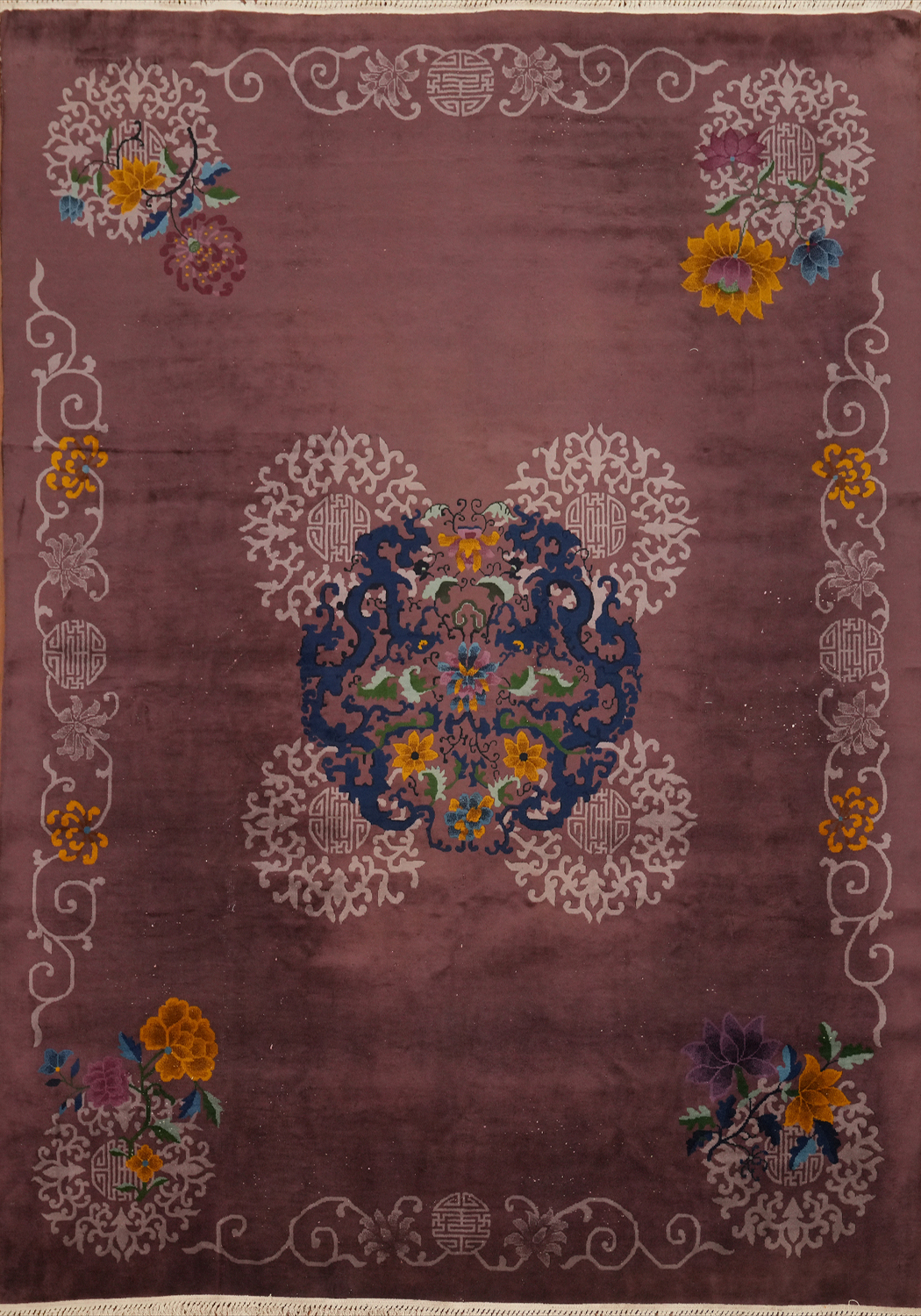 Vegetable Dye Antique Art Deco Chinese Area Rug 9x12