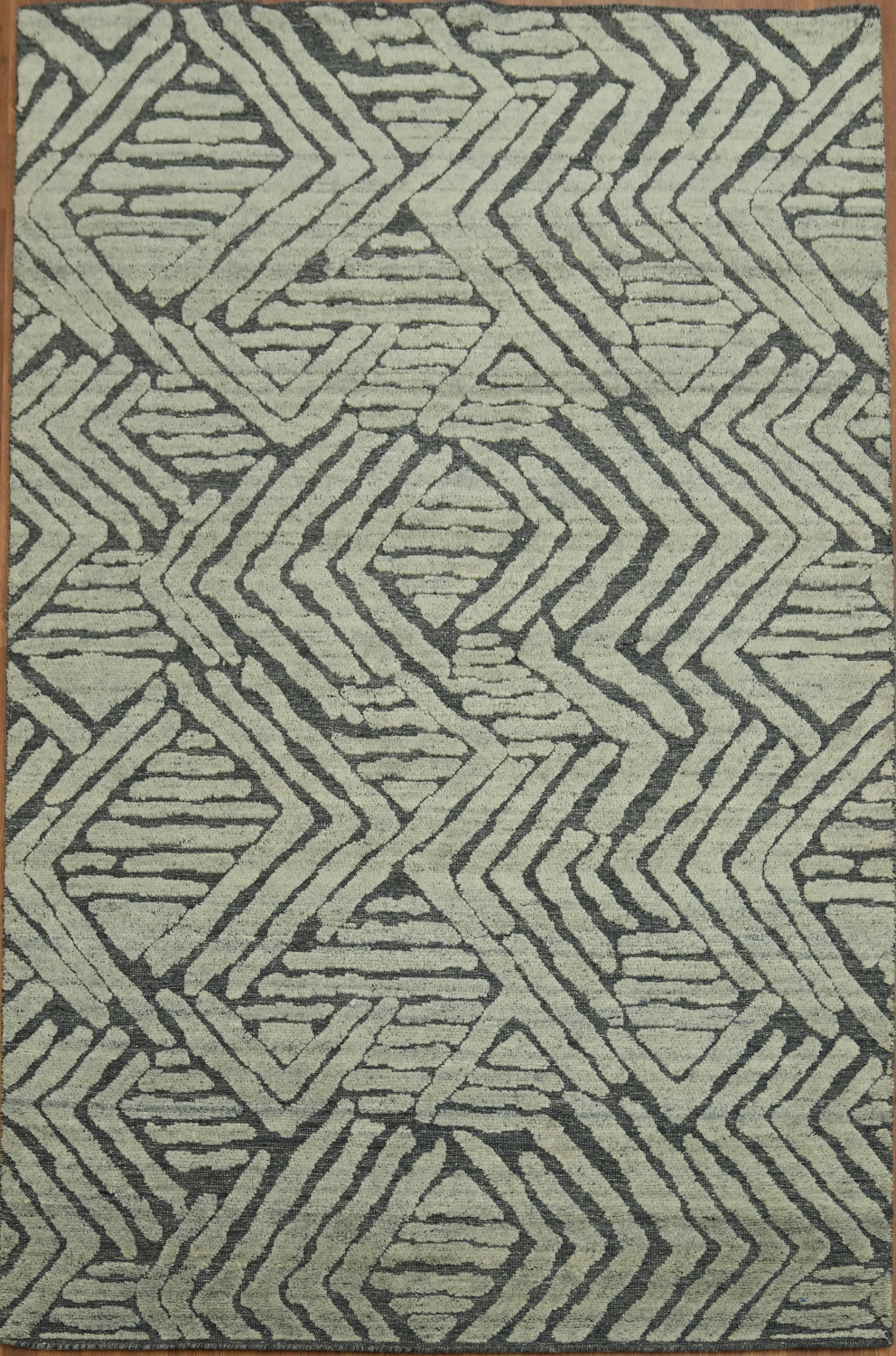 Modern Wool Abstract Indian Area Rug 6x8